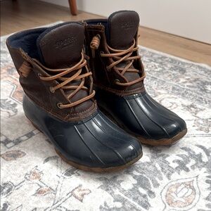 Sperry Brown and Navy Duck Boots